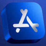 Apple App Store logo blue icon 3d render