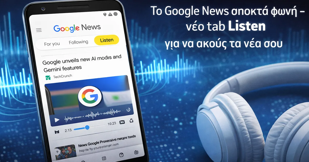 Το νέο tab “Listen” στο Google News φέρνει audio briefings με τεχνητή νοημοσύνη Gemini