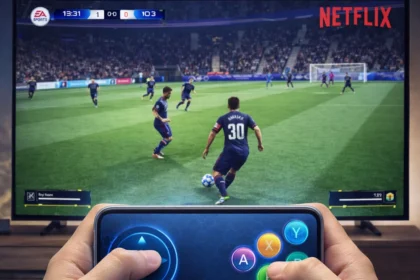 Χρήστης παίζει FIFA στο Netflix μέσω τηλεόρασης με κινητό ως χειριστήριο