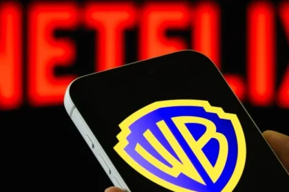 Φόντο με τα λογότυπα των Paramount, Skydance και Warner Bros. Discovery