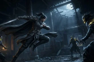 Ο πρωταγωνιστής Soul του Phantom Blade Zero μάχεται σε ένα σκοτεινό περιβάλλον με martial arts κινήσεις.