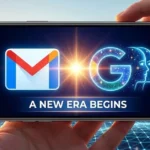 Το εικονίδιο του Gemini να εμφανίζεται δίπλα στο λογότυπο του Gmail σε οθόνη smartphone συμβολίζοντας τη νέα εποχή.