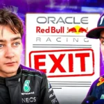 Ο Μαξ Φερστάπεν απογοητευμένος με τη φόρμα της Red Bull, ενώ στο φόντο διακρίνεται το λογότυπο της ομάδας της Mercedes.